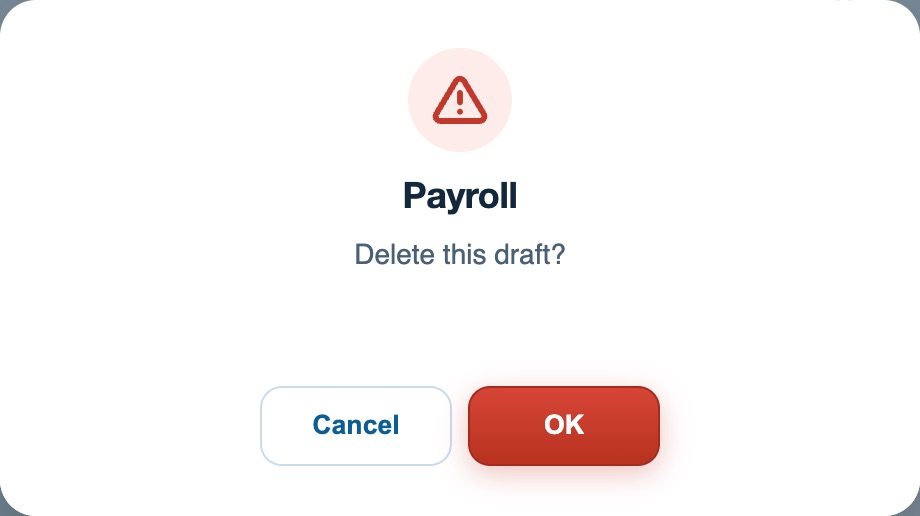 Confirmation: Delete this draft?